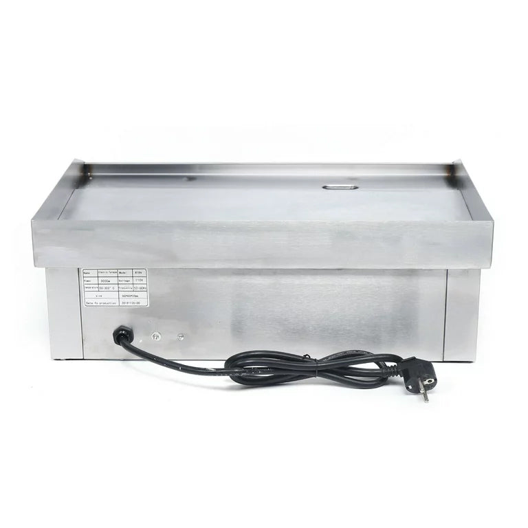 Electric Countertop Griddle Grill with Flat Top & Stainless Steel Body - 3000W -Thermostatic Control for Home, Outdoor & Commercial Cooking