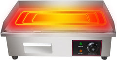 Electric Countertop Griddle Grill with Flat Top & Stainless Steel Body - 3000W -Thermostatic Control for Home, Outdoor & Commercial Cooking