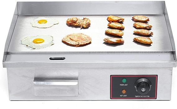 Electric Countertop Griddle Grill with Flat Top & Stainless Steel Body - 3000W -Thermostatic Control for Home, Outdoor & Commercial Cooking