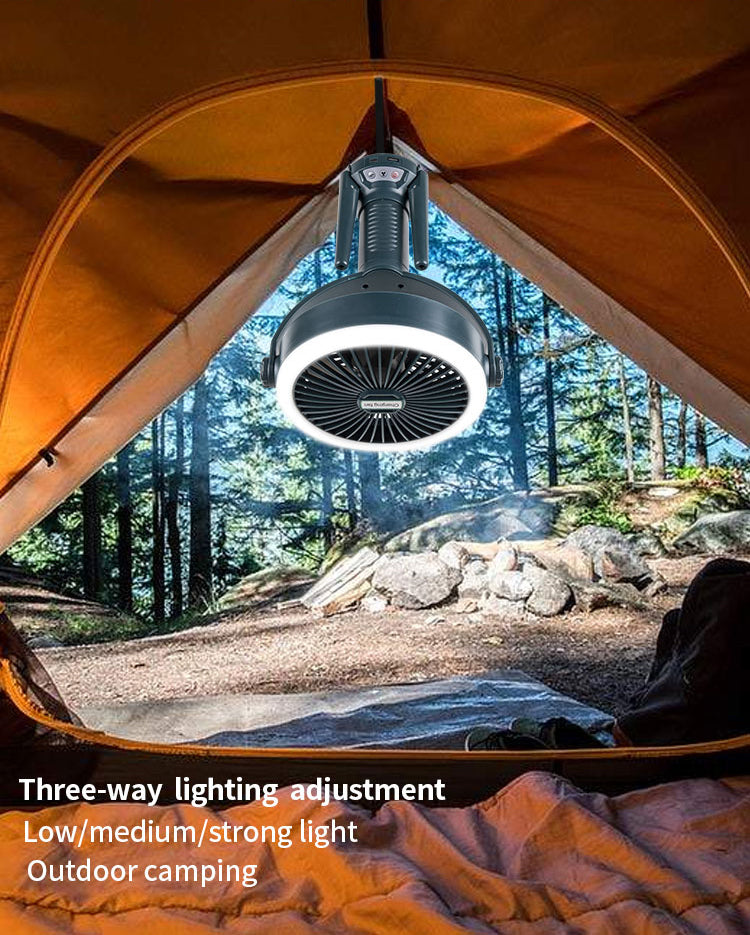3-in-1 Portable & Foldable Tripod Fan with LED Light & USB Charging, Speed Control & Hanging Hook
