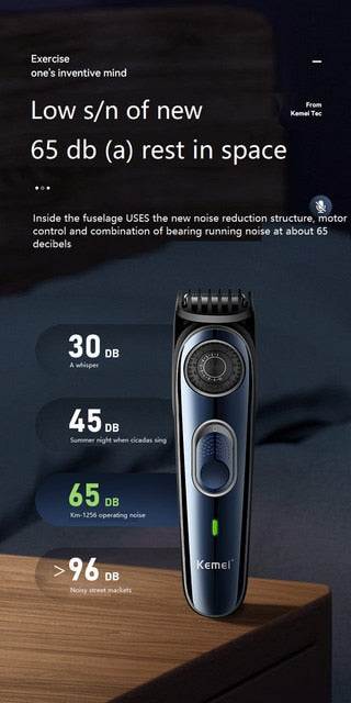 Kemei Rechargeable Beard & Hair Trimmer: Adjustable 1-10mm Size Cutting