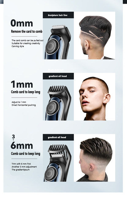 Kemei Rechargeable Beard & Hair Trimmer: Adjustable 1-10mm Size Cutting