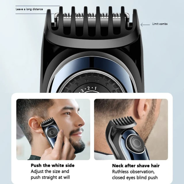 Kemei Rechargeable Beard & Hair Trimmer: Adjustable 1-10mm Size Cutting