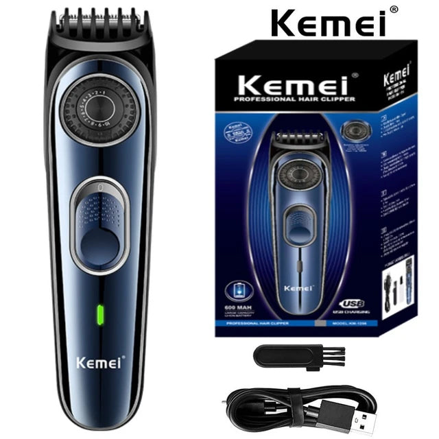 Kemei Rechargeable Beard & Hair Trimmer: Adjustable 1-10mm Size Cutting
