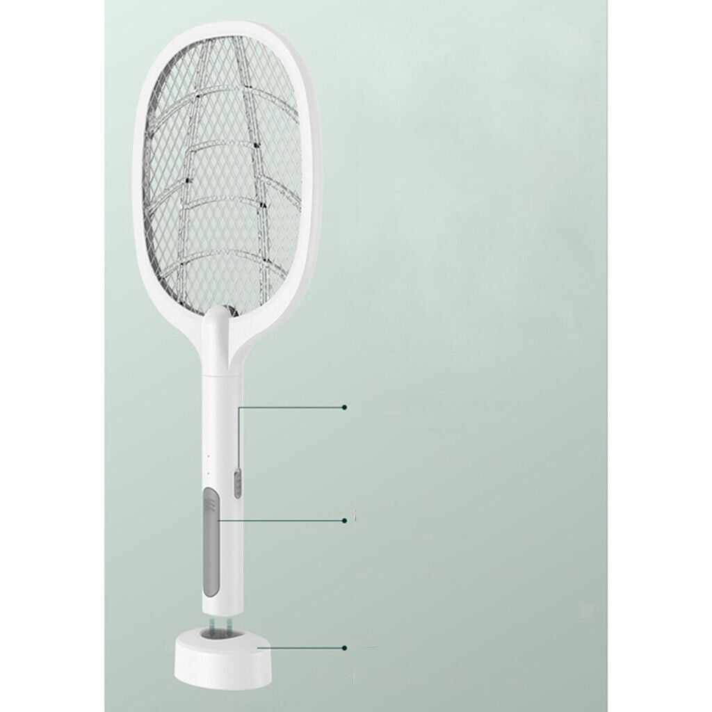 Electric Fly & Mosquito Zapper Bat Racket with Stand - Rechargeable Bug Swatter with UV Light - Assorted Colors