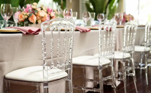 Elegant Crystal Acrylic Banquet Chair with Cushion for Occasions and Home