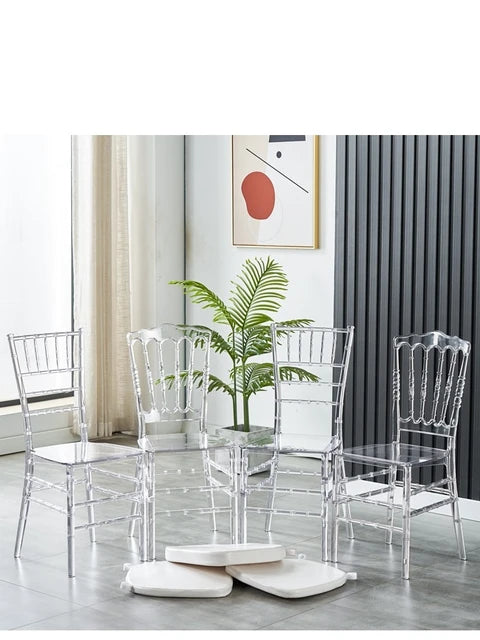 Elegant Crystal Acrylic Banquet Chair with Cushion for Occasions and Home