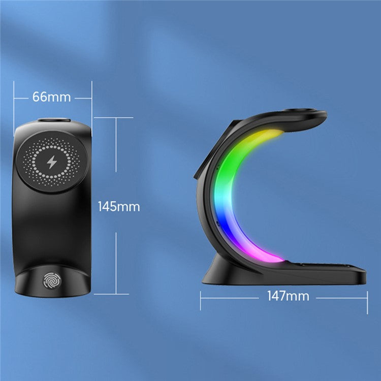 3-IN-1 RGB Wireless Magnetic Fast Charging Station with Phone, Earbuds & Watch