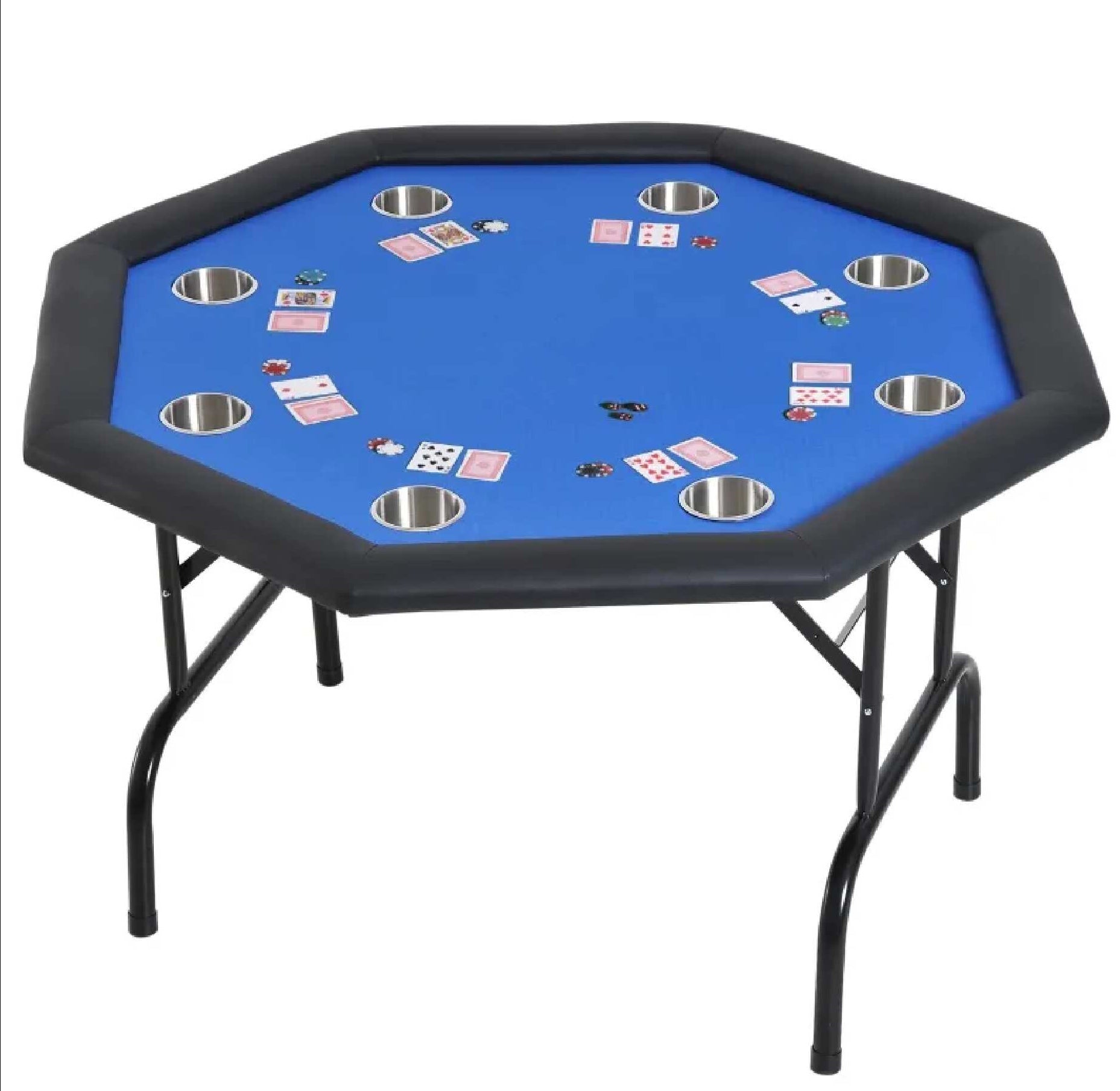 48" Octagon Card Playing Game Table with Cup Holders and High-Speed Cloth