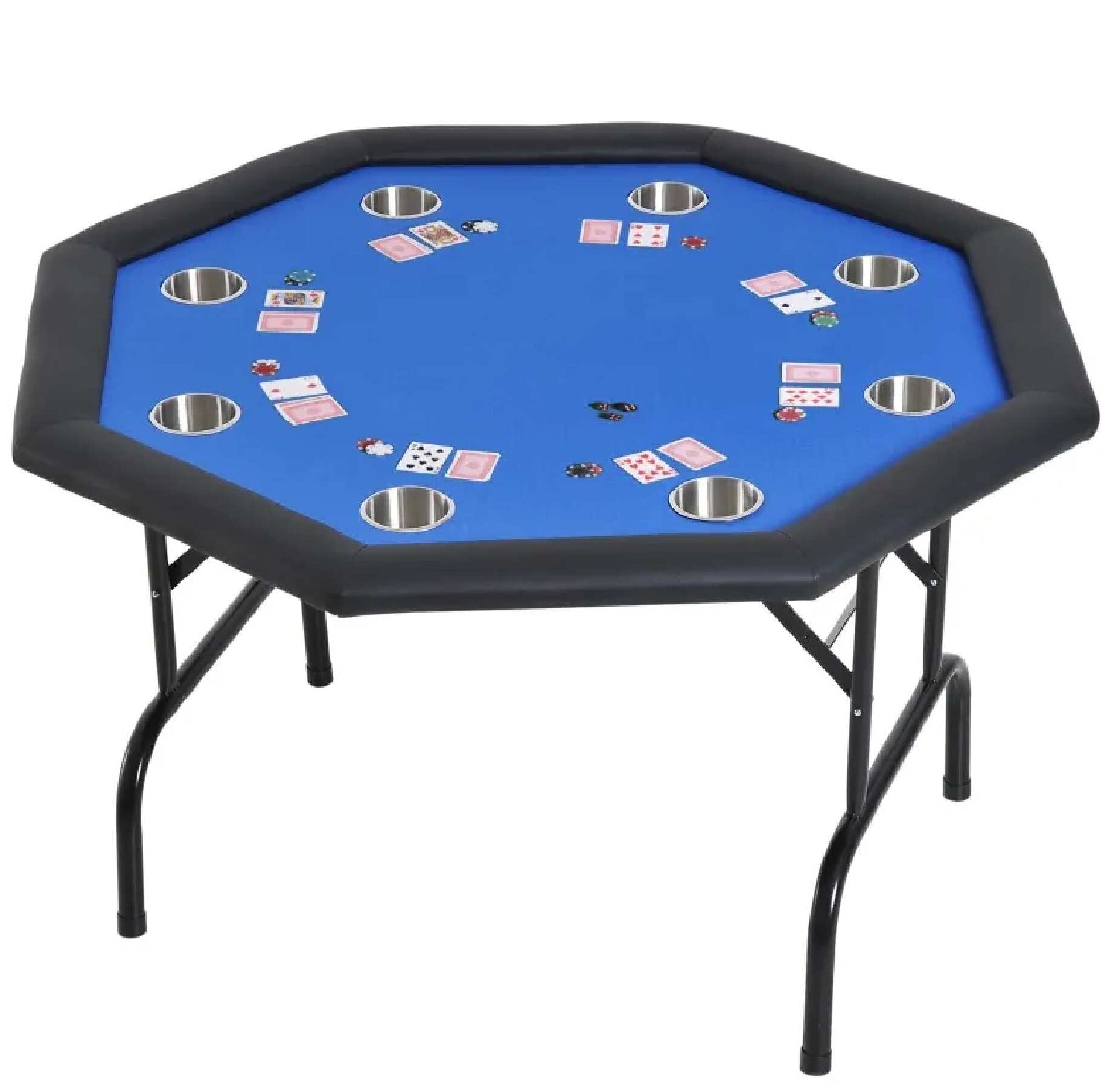 48" Octagon Card Playing Game Table with Cup Holders and High-Speed Cloth