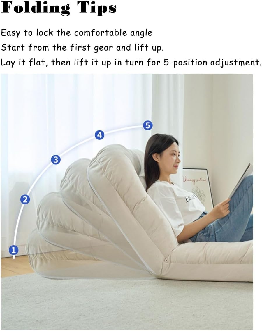 Adjustable Cozy Reclining Foldable Backrest Floor Chair cum Bed - 85 x 135 cm