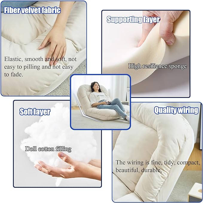 Adjustable Cozy Reclining Foldable Backrest Floor Chair cum Bed - 85 x 135 cm