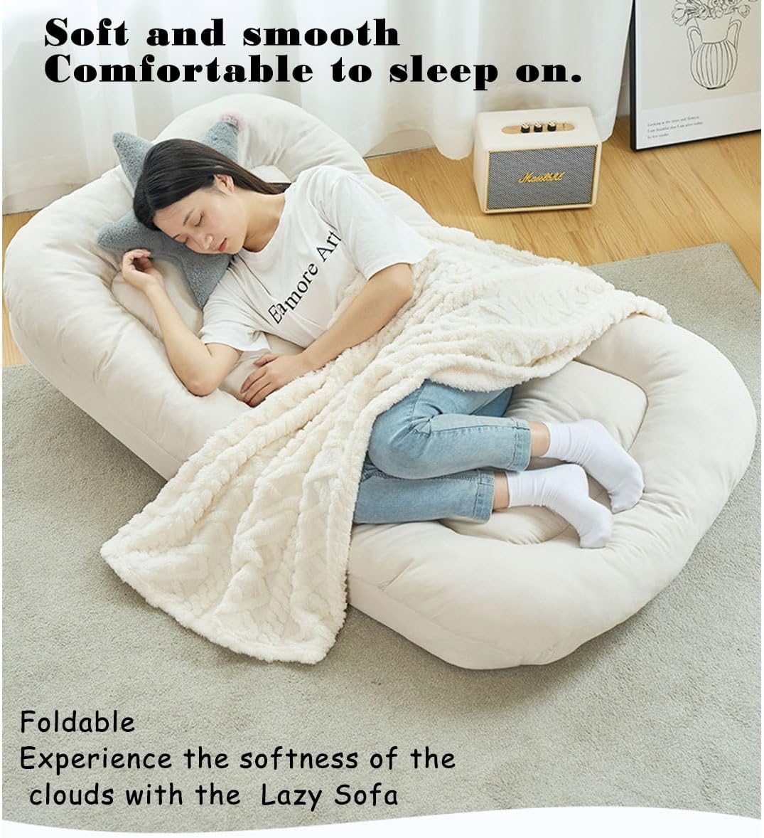 Adjustable Cozy Reclining Foldable Backrest Floor Chair cum Bed - 85 x 135 cm