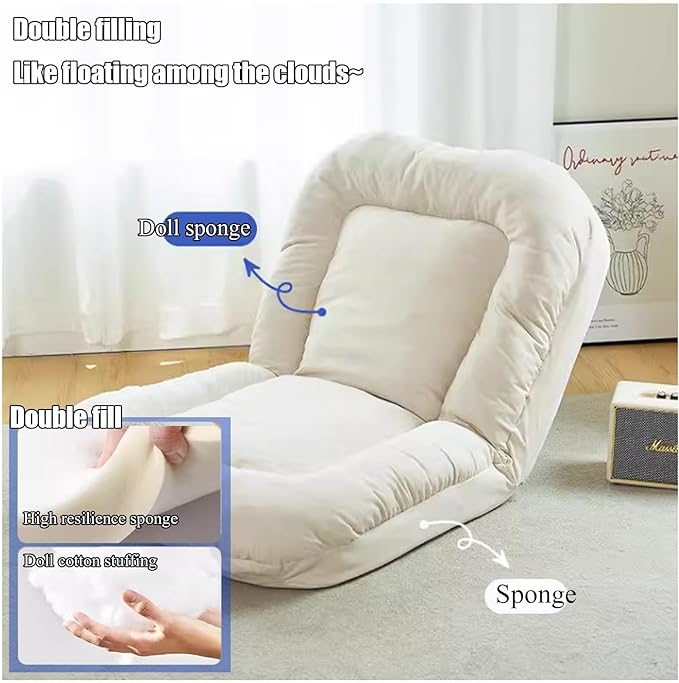 Adjustable Cozy Reclining Foldable Backrest Floor Chair cum Bed - 85 x 135 cm