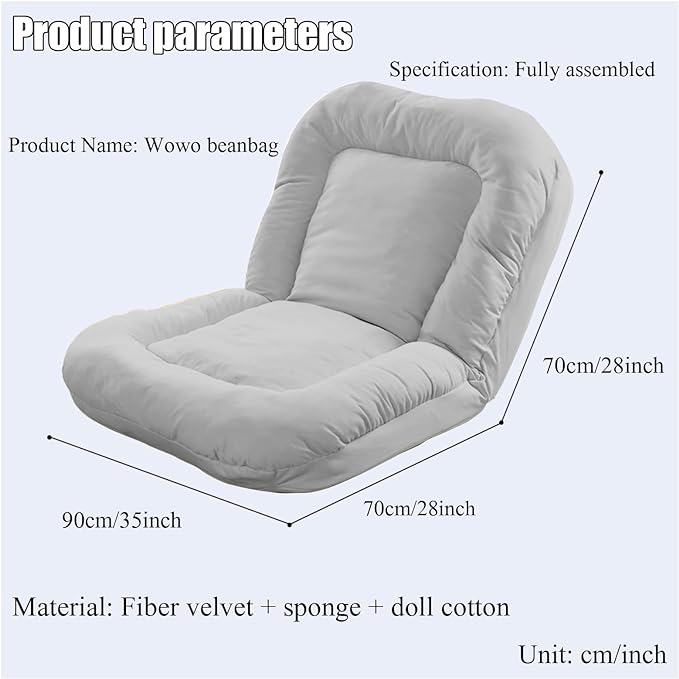 Adjustable Cozy Reclining Foldable Backrest Floor Chair cum Bed - 85 x 135 cm