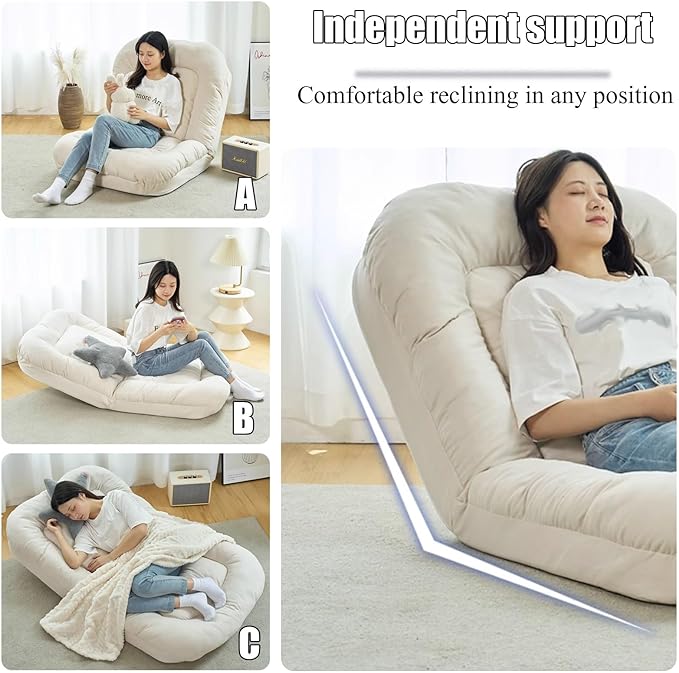 Adjustable Cozy Reclining Foldable Backrest Floor Chair cum Bed - 85 x 135 cm