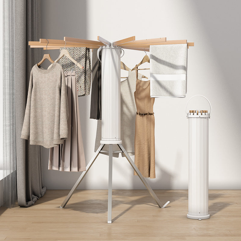 Elegant Retractable Octopus Tripod Wooden Top Clothes Hanging Rack