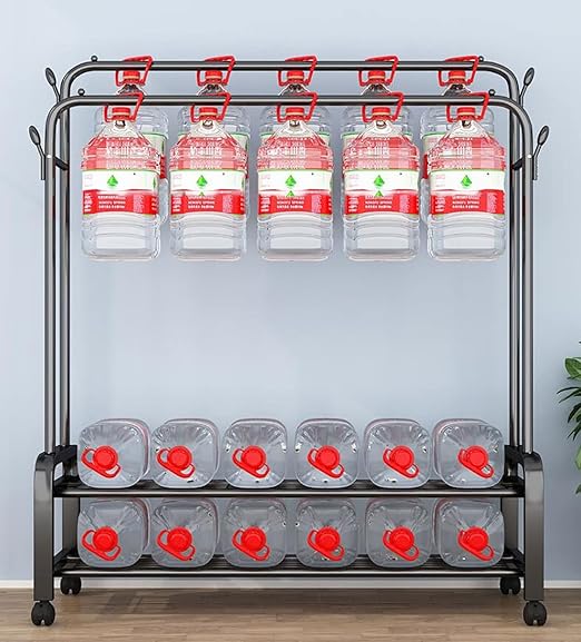Multi-Purpose Clothes Hanger Rack with Wheels and Two-Layer Storage Stand