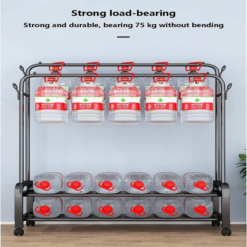 Multi-Purpose Clothes Hanger Rack with Wheels and Two-Layer Storage Stand