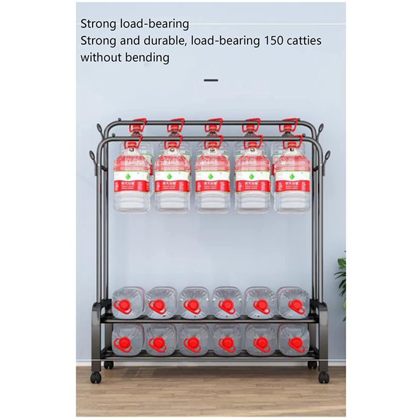 Multi-Purpose Clothes Hanger Rack with Wheels and Two-Layer Storage Stand