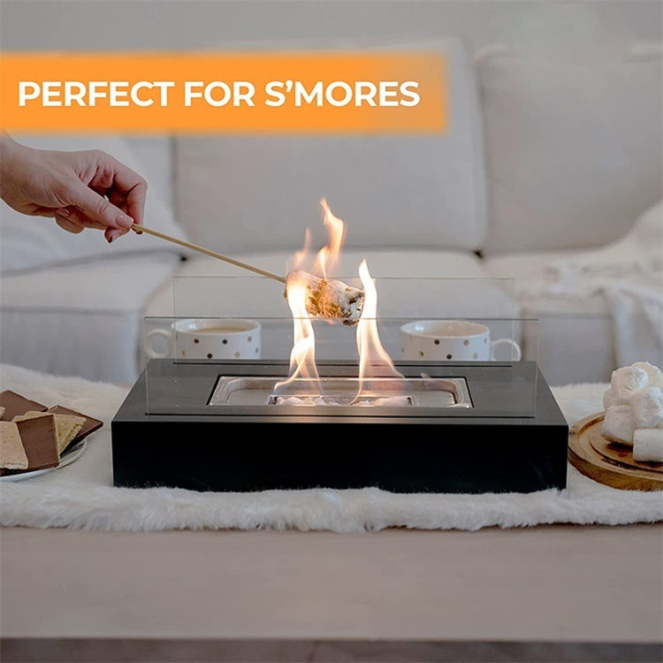 Modern Elegant Flame Tabletop Glass Fire Pit Heater for Indoor & Outdoor