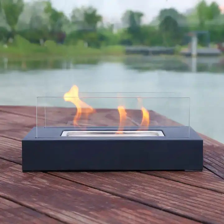 Modern Elegant Flame Tabletop Glass Fire Pit Heater for Indoor & Outdoor