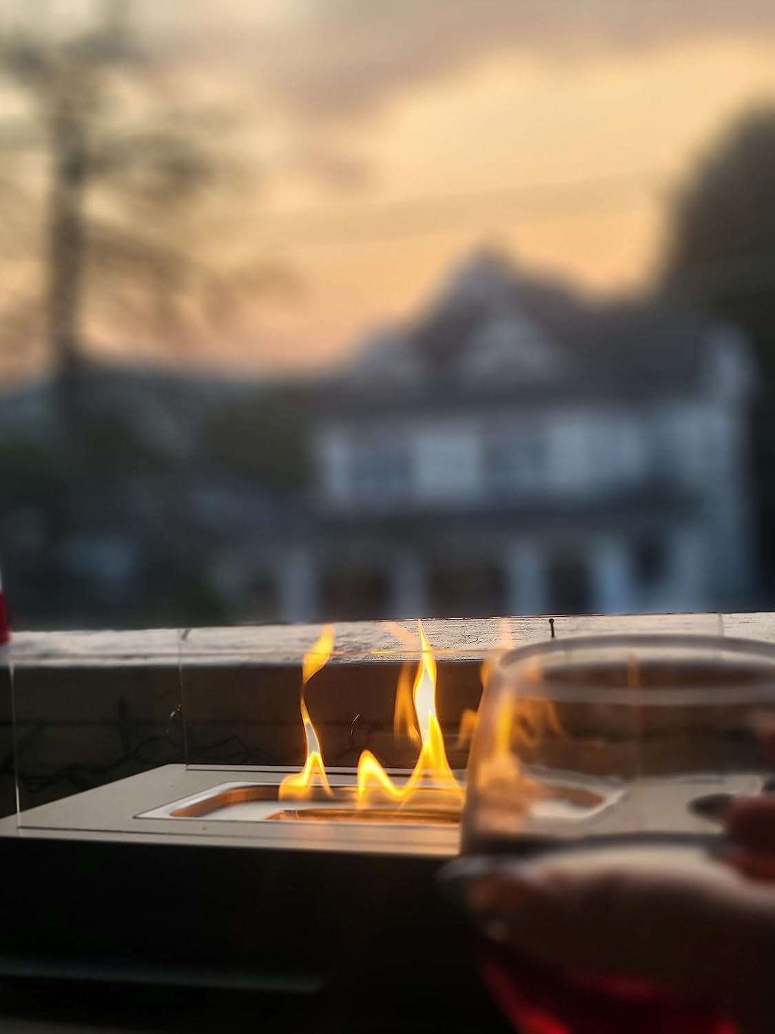 Modern Elegant Flame Tabletop Glass Fire Pit Heater for Indoor & Outdoor