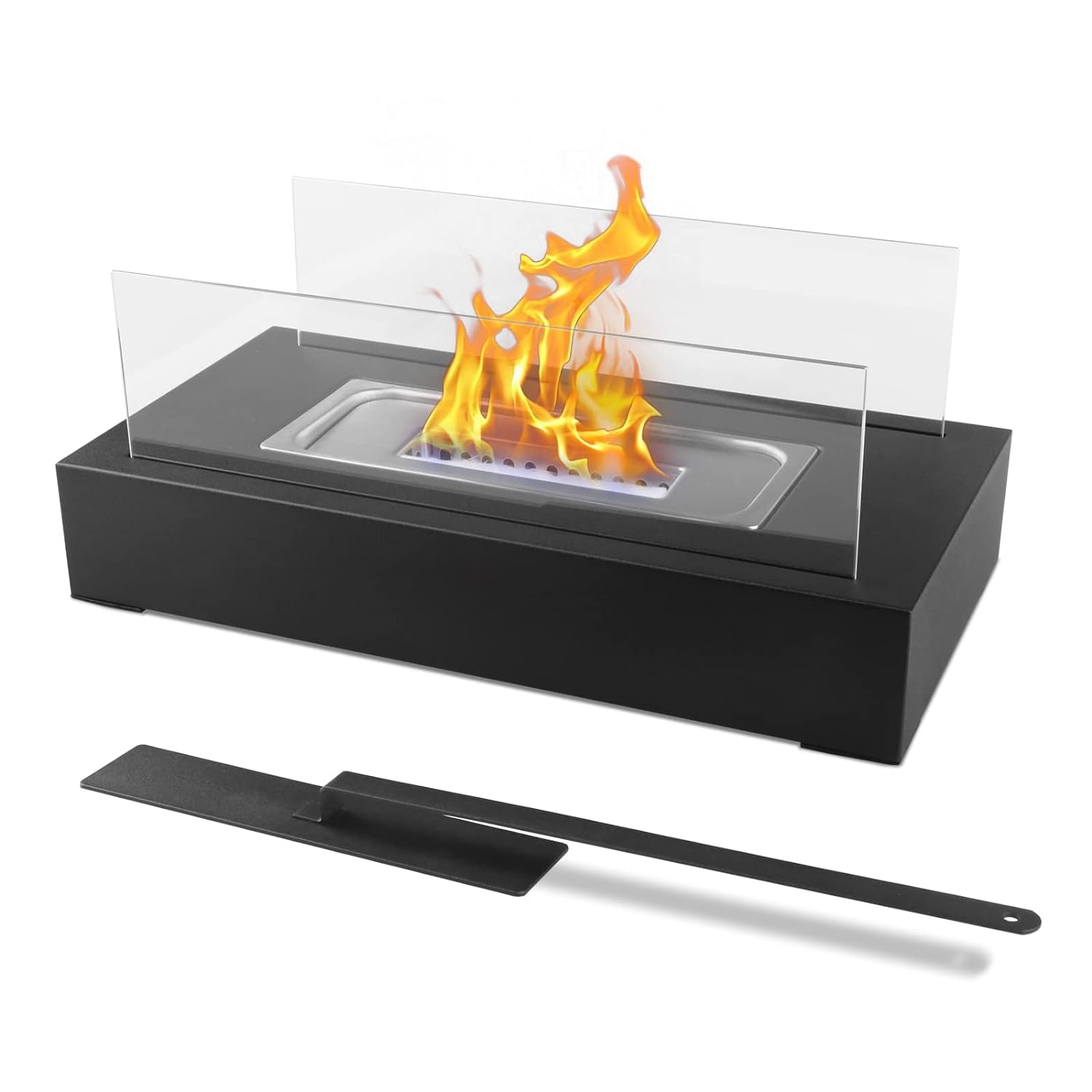 Modern Elegant Flame Tabletop Glass Fire Pit Heater for Indoor & Outdoor