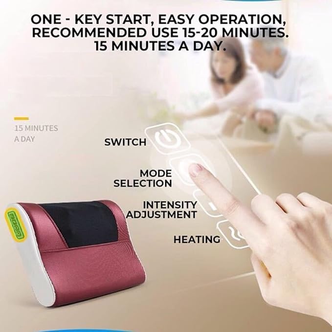 Infrared Heating Massage Pillow for Neck, Shoulder, and Back Pain with Smart Timing and Adjustable Modes