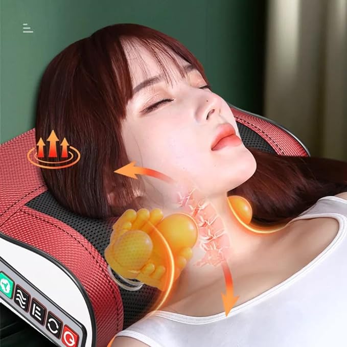 Infrared Heating Massage Pillow for Neck, Shoulder, and Back Pain with Smart Timing and Adjustable Modes