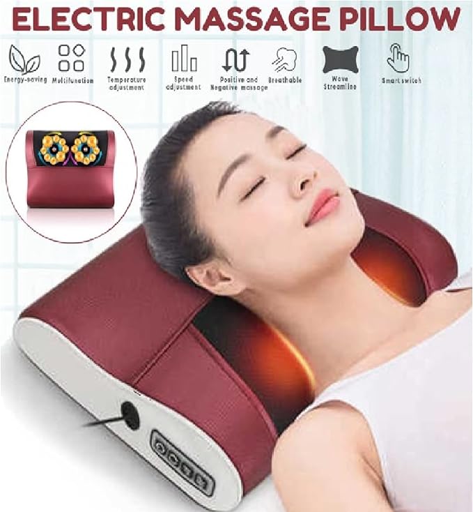 Infrared Heating Massage Pillow for Neck, Shoulder, and Back Pain with Smart Timing and Adjustable Modes