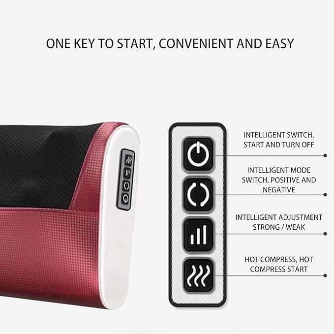 Infrared Heating Massage Pillow for Neck, Shoulder, and Back Pain with Smart Timing and Adjustable Modes