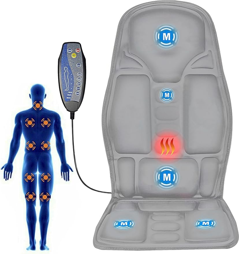 Electric Portable Vibrating Seat Massager with Heat Therapy for Car & Home