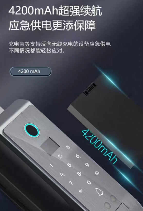 Digital 3D Face Recognition Smart Door Lock with Fingerprint Technology, Mobile App Compatibility & Real-Time Alarms