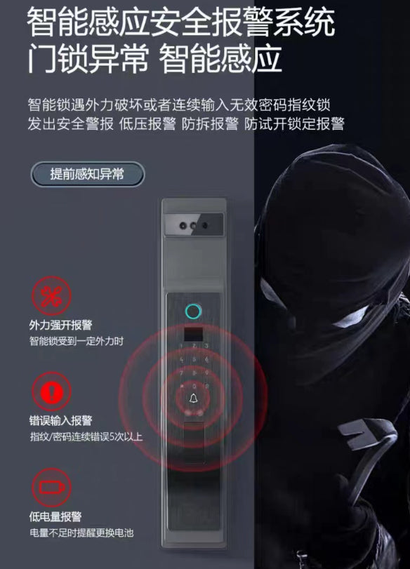 Advanced 3D Face Recognition Smart Electronic Door Lock with Password, Fingerprint Technology & Mobile App Compatibility