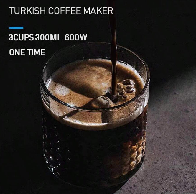 3-in-1 Portable Electric Turkish Coffee Maker Pot with Auto Shut-Off - 600W & 300 ML