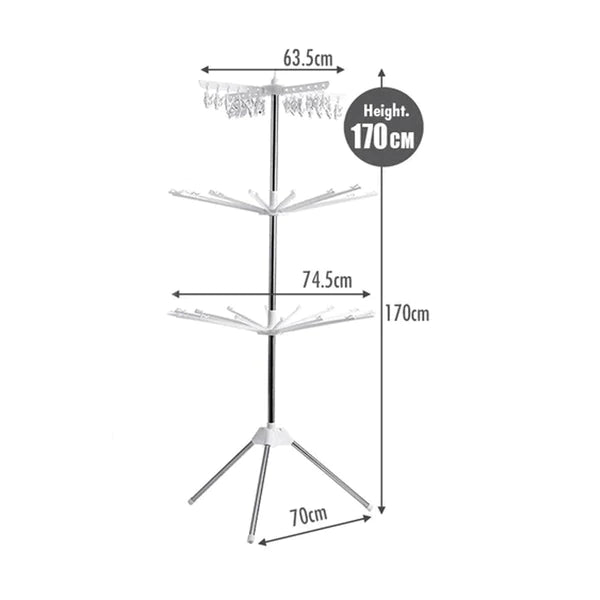 3-Tier Space Saving Vertical Clothes Dryer Rack- 170 cm Height