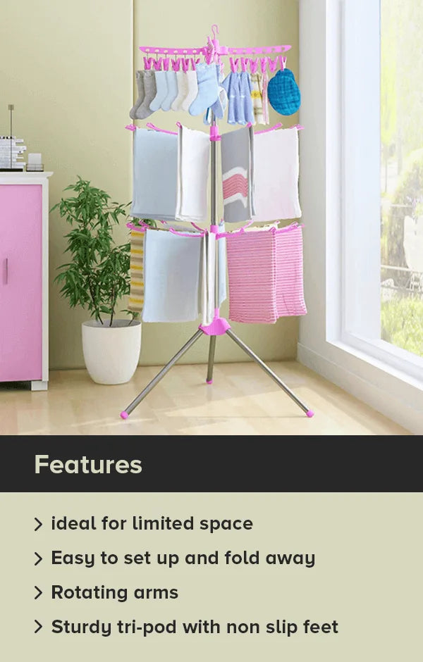 3-Tier Space Saving Vertical Clothes Dryer Rack- 170 cm Height
