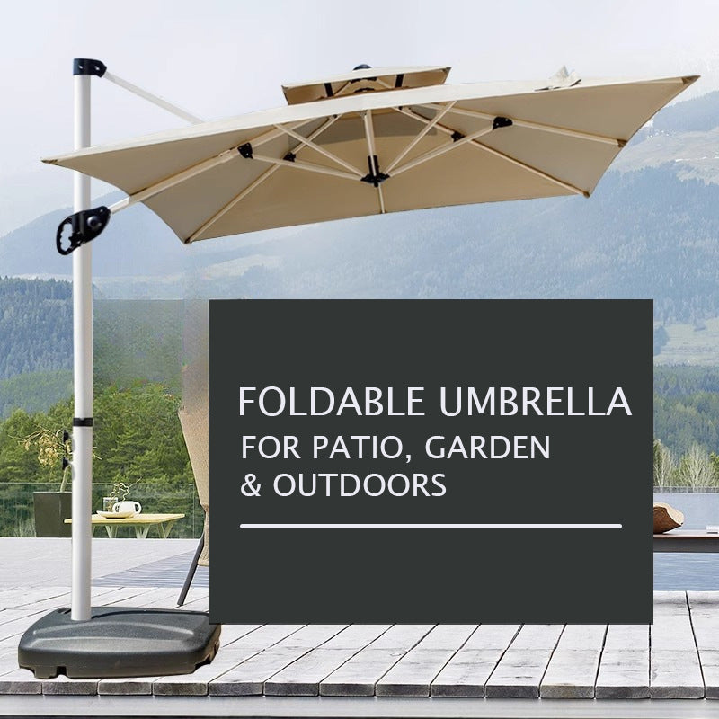 Foldable Cantilever Umbrella for Outdoor & Patio with Heavy-Duty Water Base for Support -  2.5 x 2.5 Metres