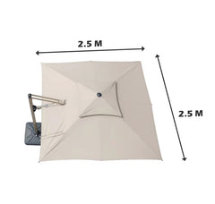 Foldable Cantilever Umbrella for Outdoor & Patio with Heavy-Duty Water Base for Support -  2.5 x 2.5 Metres