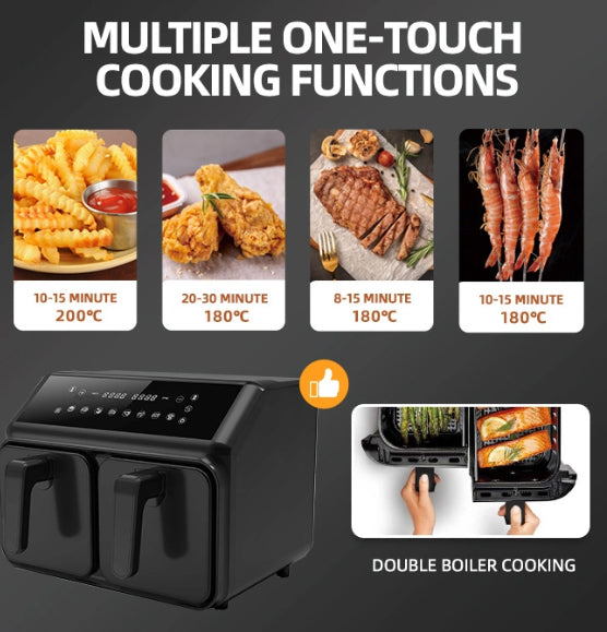 RAF Multifunctional 4.5 + 4.5 L Air Fryer with Dual Baskets and Digital Controls - Healthy Cooking Made Easy - 2200W