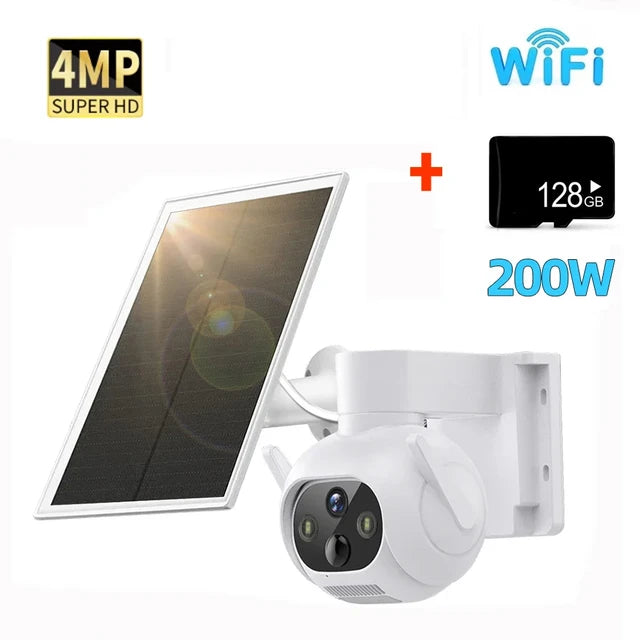 Smart 4MP Solar-Powered 360° Outdoor FHD 4G Alarm Camera with PTZ Control & Smart Tracking
