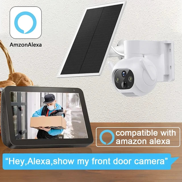 Smart 4MP Solar-Powered 360° Outdoor FHD 4G Alarm Camera with PTZ Control & Smart Tracking