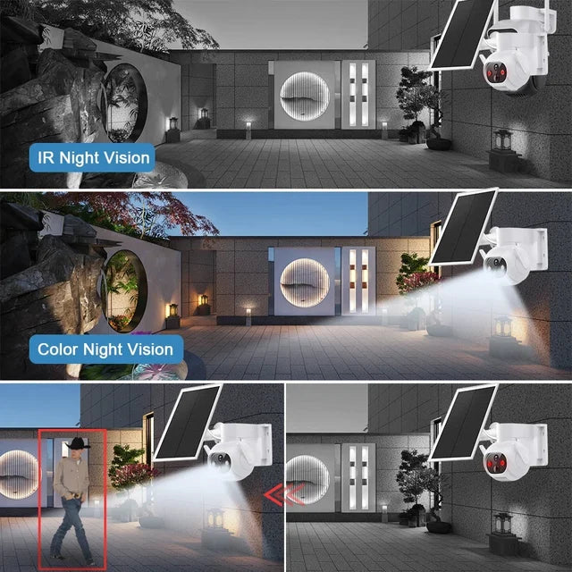 Smart 4MP Solar-Powered 360° Outdoor FHD 4G Alarm Camera with PTZ Control & Smart Tracking