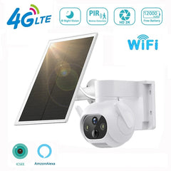 Smart 4MP Solar-Powered 360° Outdoor FHD 4G Alarm Camera with PTZ Control & Smart Tracking