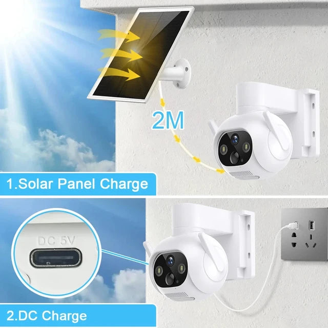 Smart 4MP Solar-Powered 360° Outdoor FHD 4G Alarm Camera with PTZ Control & Smart Tracking