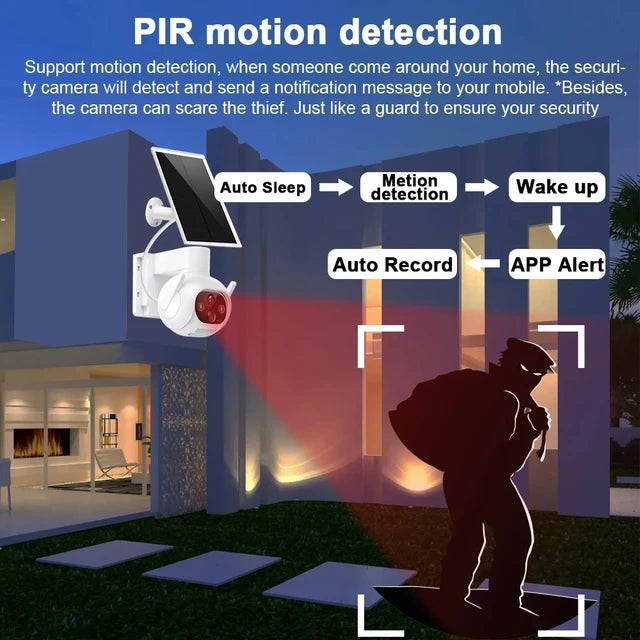 Smart 4MP Solar-Powered 360° Outdoor FHD 4G Alarm Camera with PTZ Control & Smart Tracking
