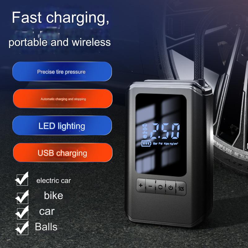 Portable Electric Tire Pump with Intelligent Inflation and Digital Display