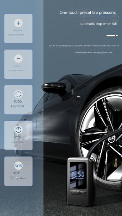 Portable Electric Tire Pump with Intelligent Inflation and Digital Display