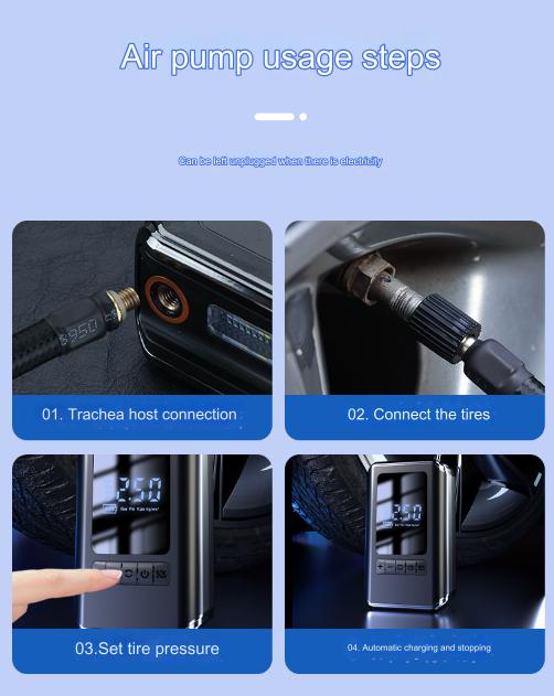 Portable Electric Tire Pump with Intelligent Inflation and Digital Display